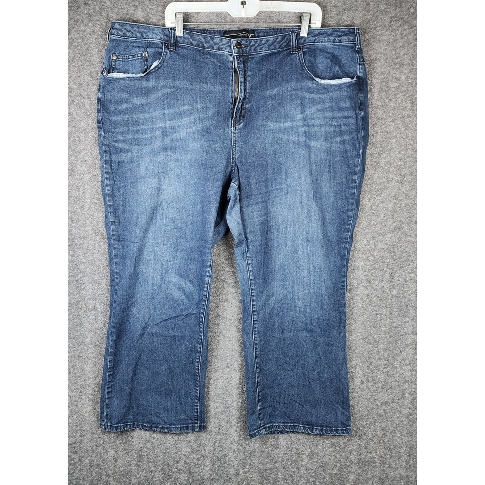 Venezia Jeans Women‎ 26S Blue Straight Leg Medium Wash V-Stitch Denim Pants